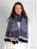 Cashmere Feeling Tree of Life Scarf with Pom-Poms Cashmere Feeling Tree of Life Scarf with Pom-Poms